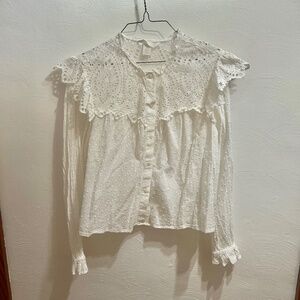 H&M 100% cotton eyelet long sleeve blouse